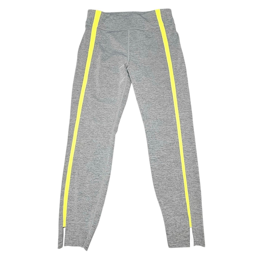 Zyia Active Leggings Size 8 10 Athletic Ankle Pull‎ On Gray Yellow Neon Stripe